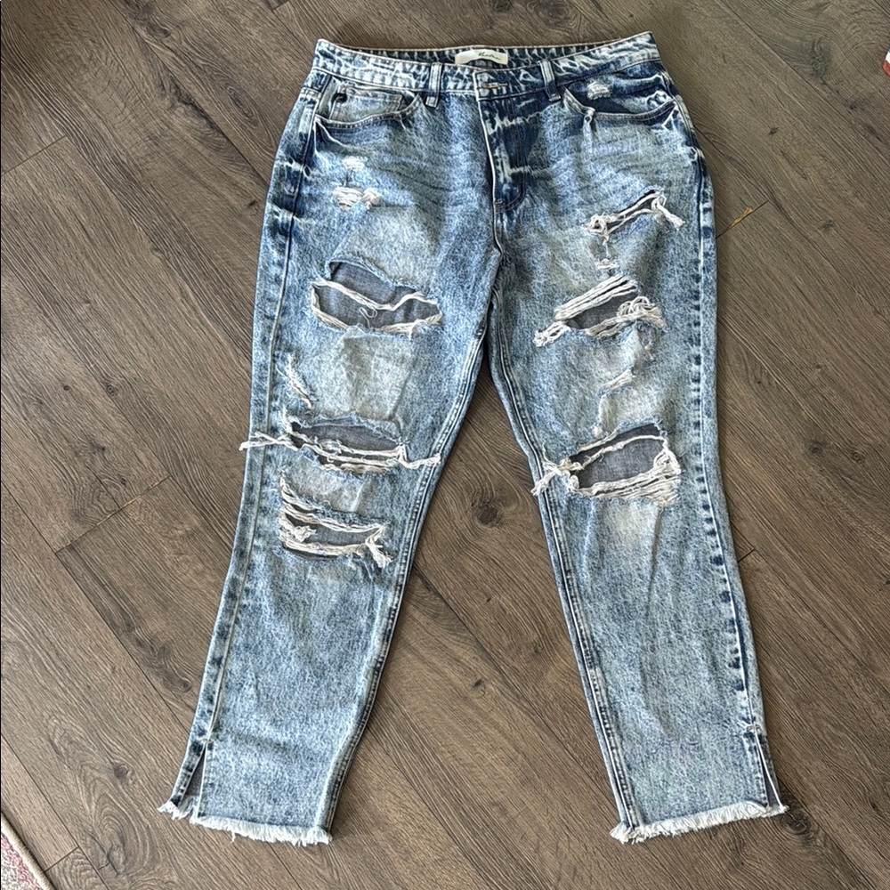 KanCan Blue Boyfriend Distressed Jeans